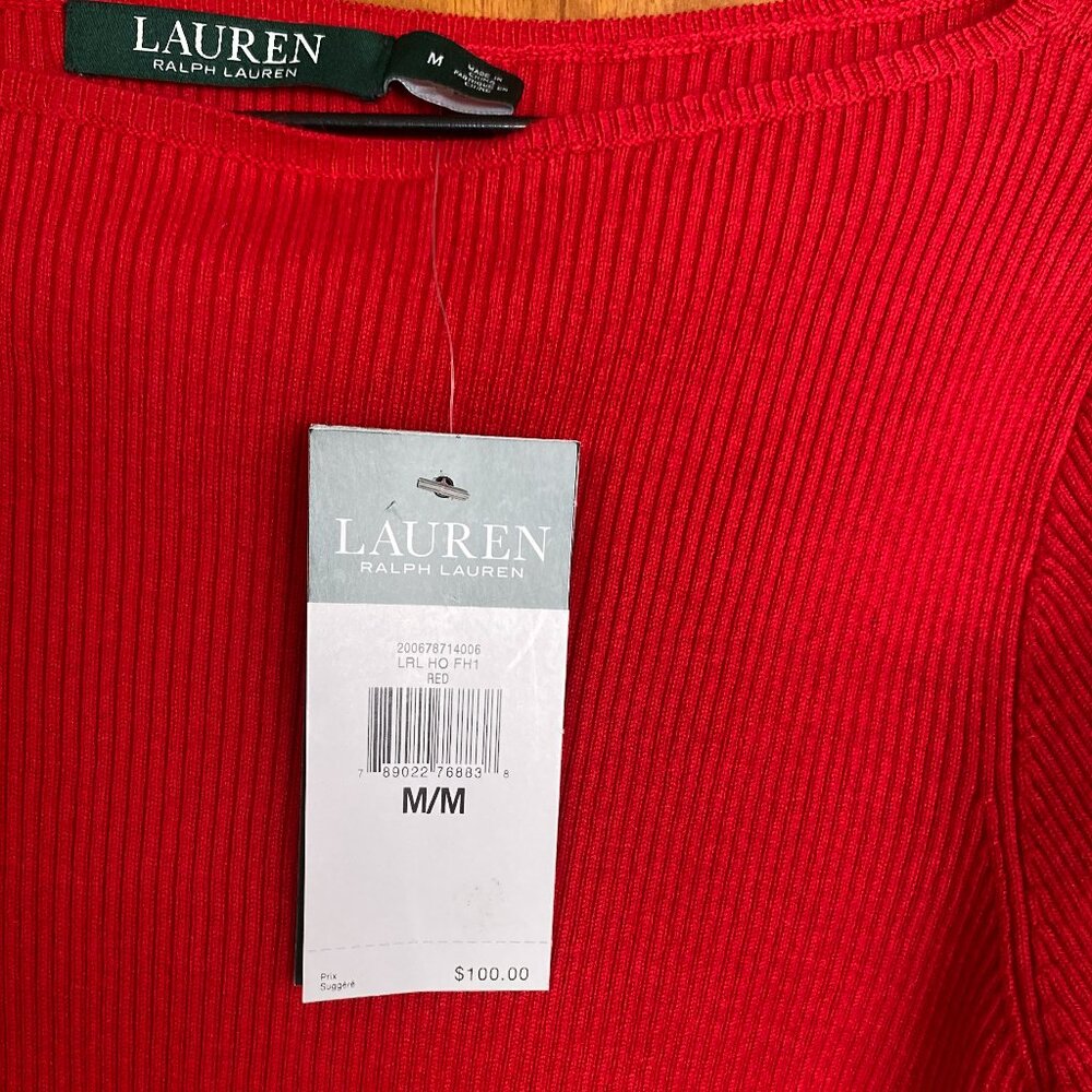 Lauren Ralph Lauren Pullover Sweater, NEW,US M, Long Sleeve, Boat Neck, Red - Picture 4 of 10
